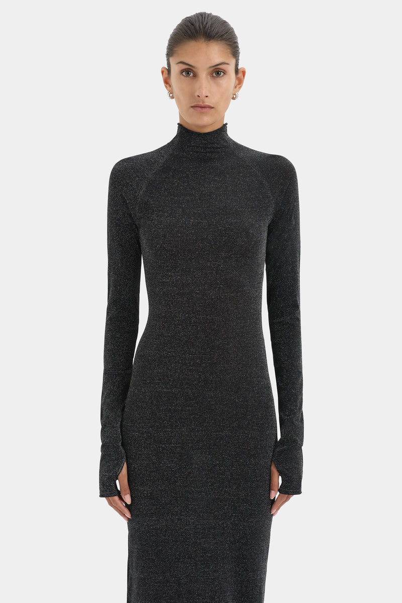 Chiano Metallic Knit Long Sleeve Dress