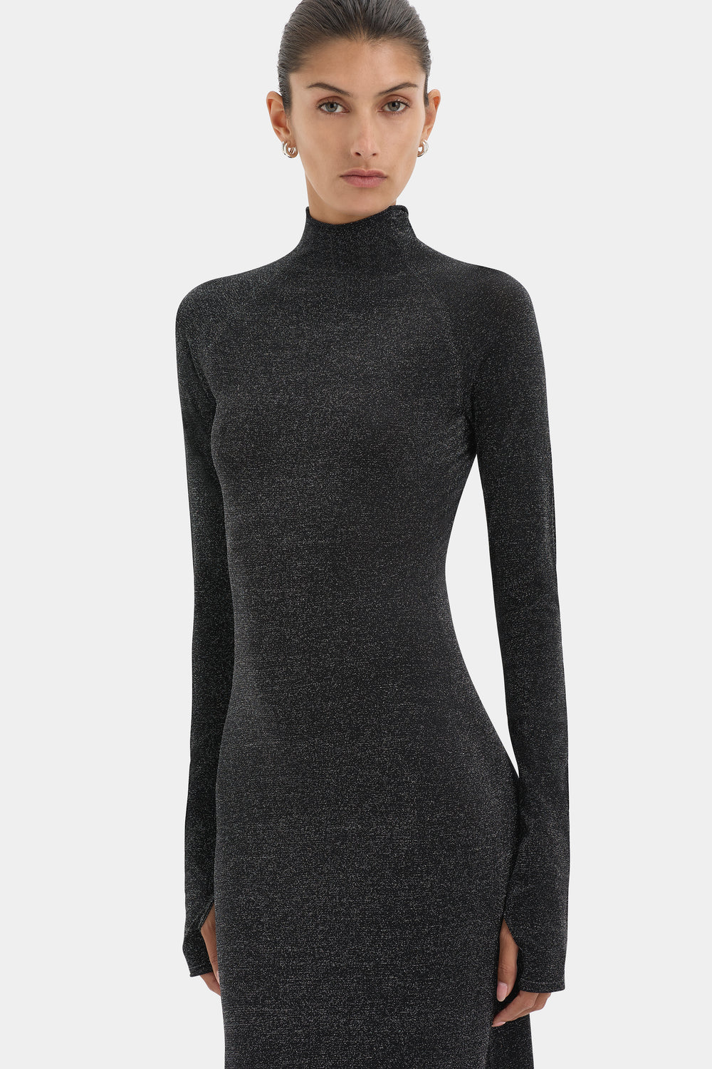 Chiano Metallic Knit Long Sleeve Dress