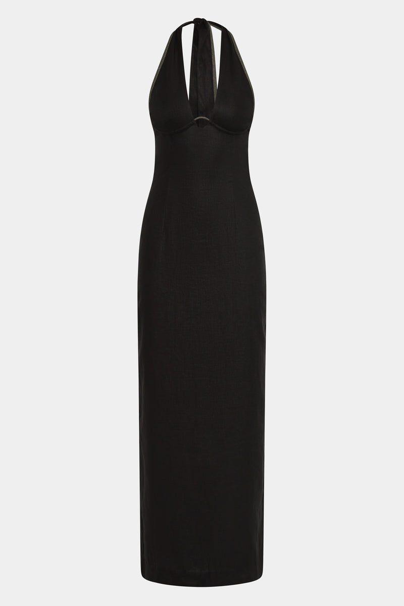 SIR the label Violet Halter Midi Dress Black