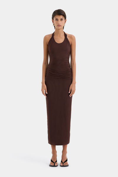 Jacques Mesh Halter Midi Dress | Black | SIR