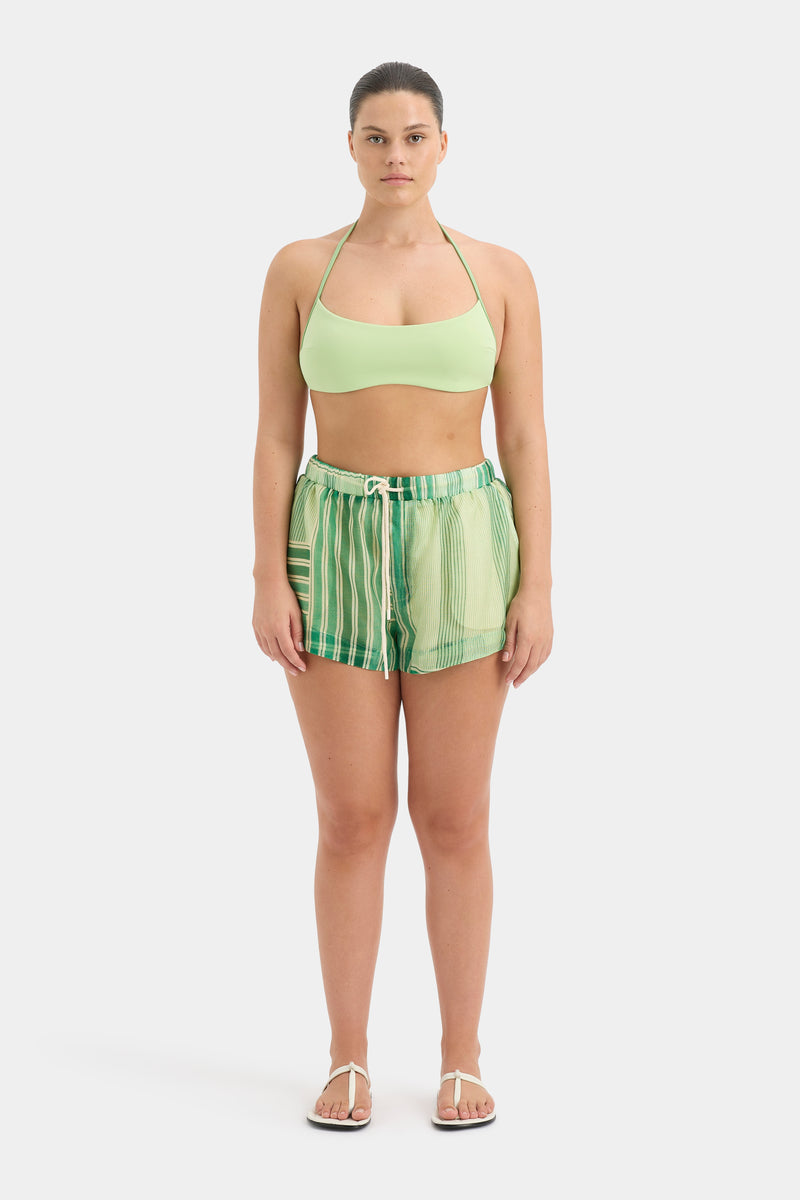 SIR the label Marisol Corded Short GREEN PATCHWORK STRIPE