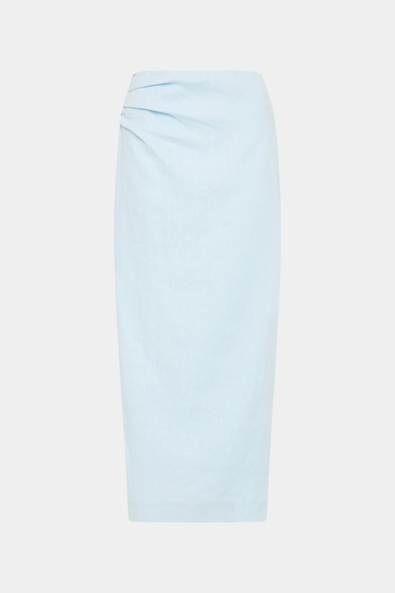 SIR the label Iris Asymmetric Midi Skirt LIGHT BLUE