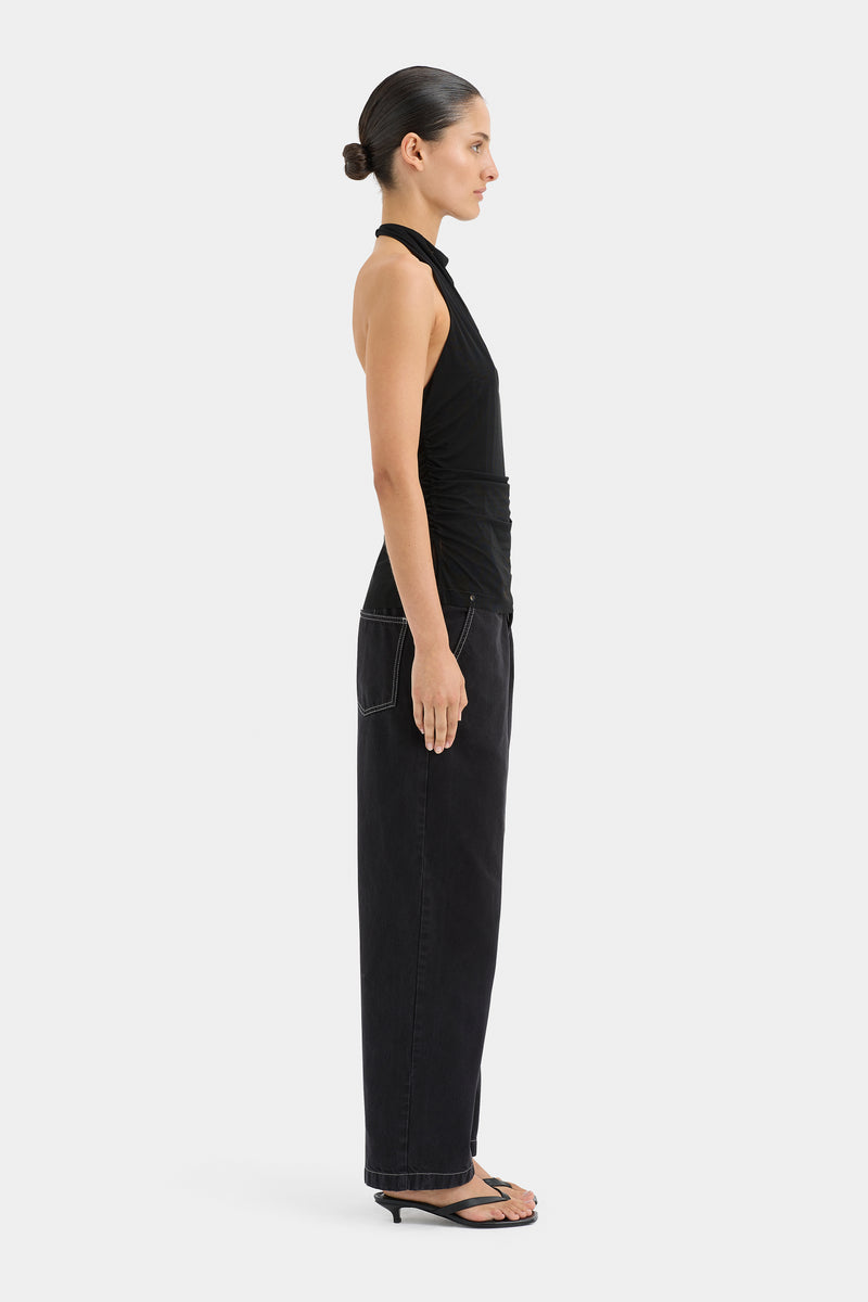 SIR the label Jacques Mesh Halter Top Black