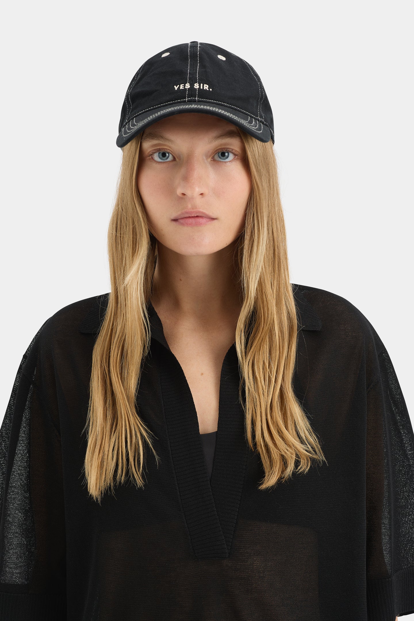 SIR the label SIR. Loyalty Cap BLACK TOP STITCH