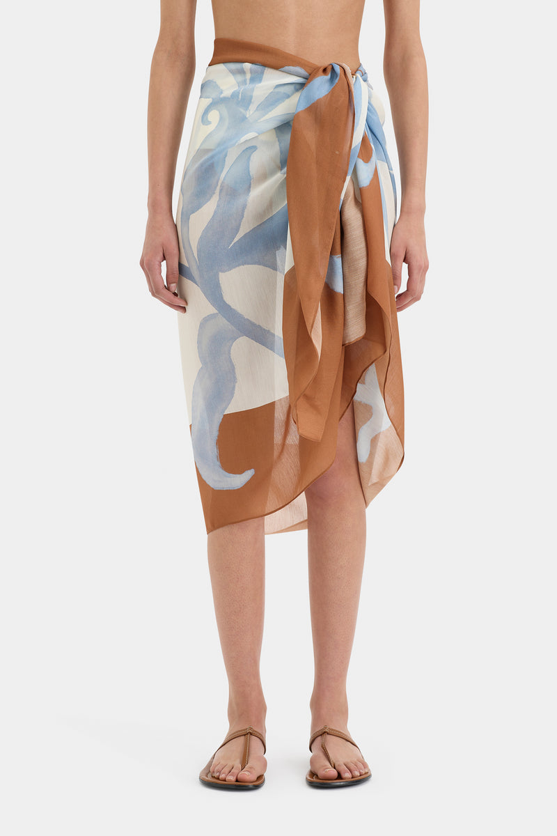Multi Stripe Maxi Wrap Swim Skirt