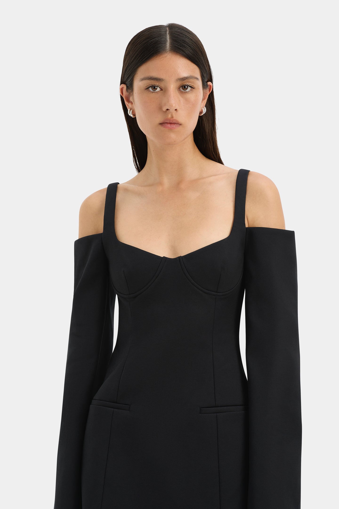 SIR the label Sandrine Long Sleeve Mini Dress BLACK