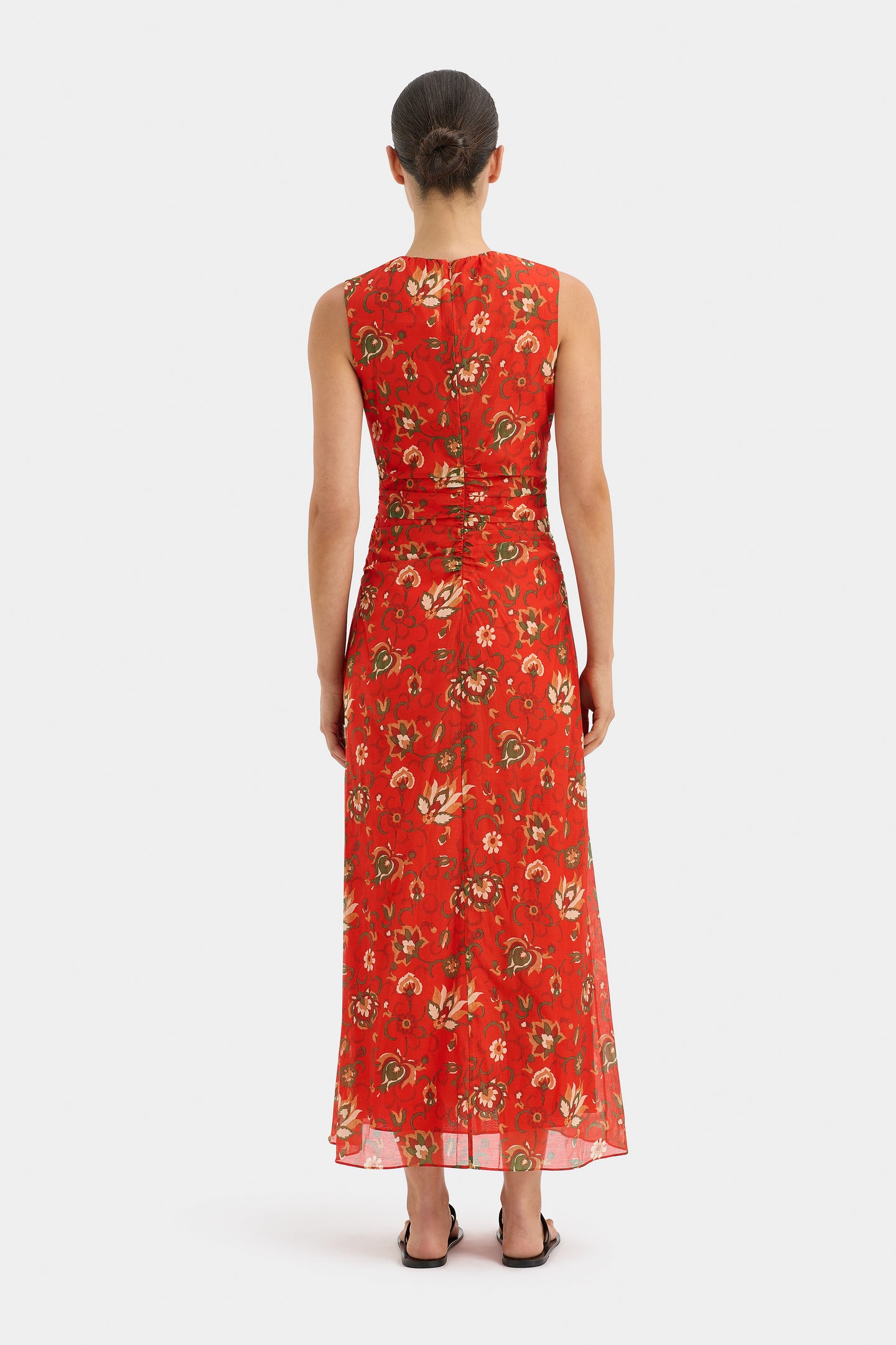 SIR the label Reyes Ruched Midi Dress CACTUS FLOWER