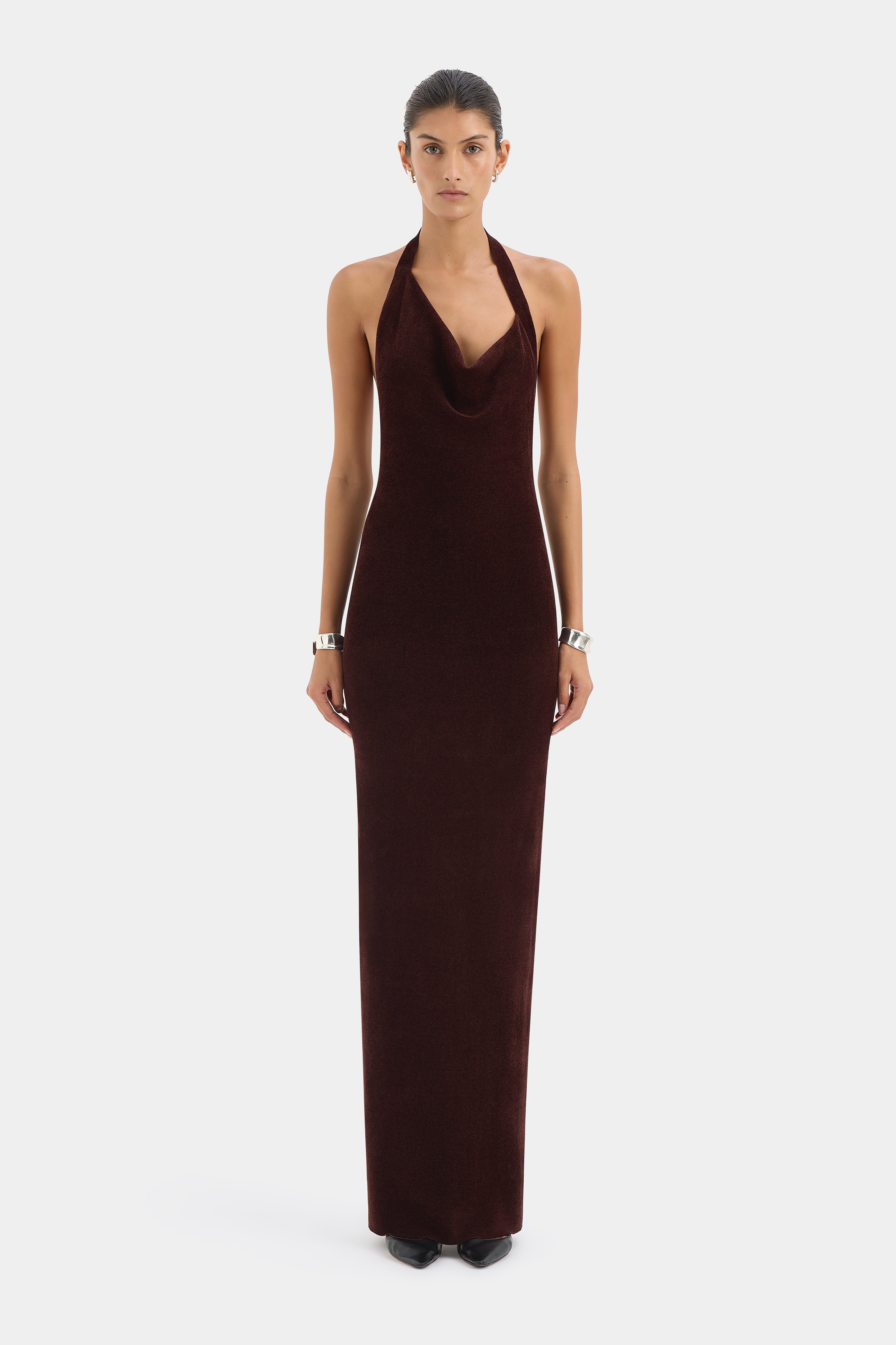 violetta midi dress Violetta Drape Gown | Recycled Velour Halter Maxi