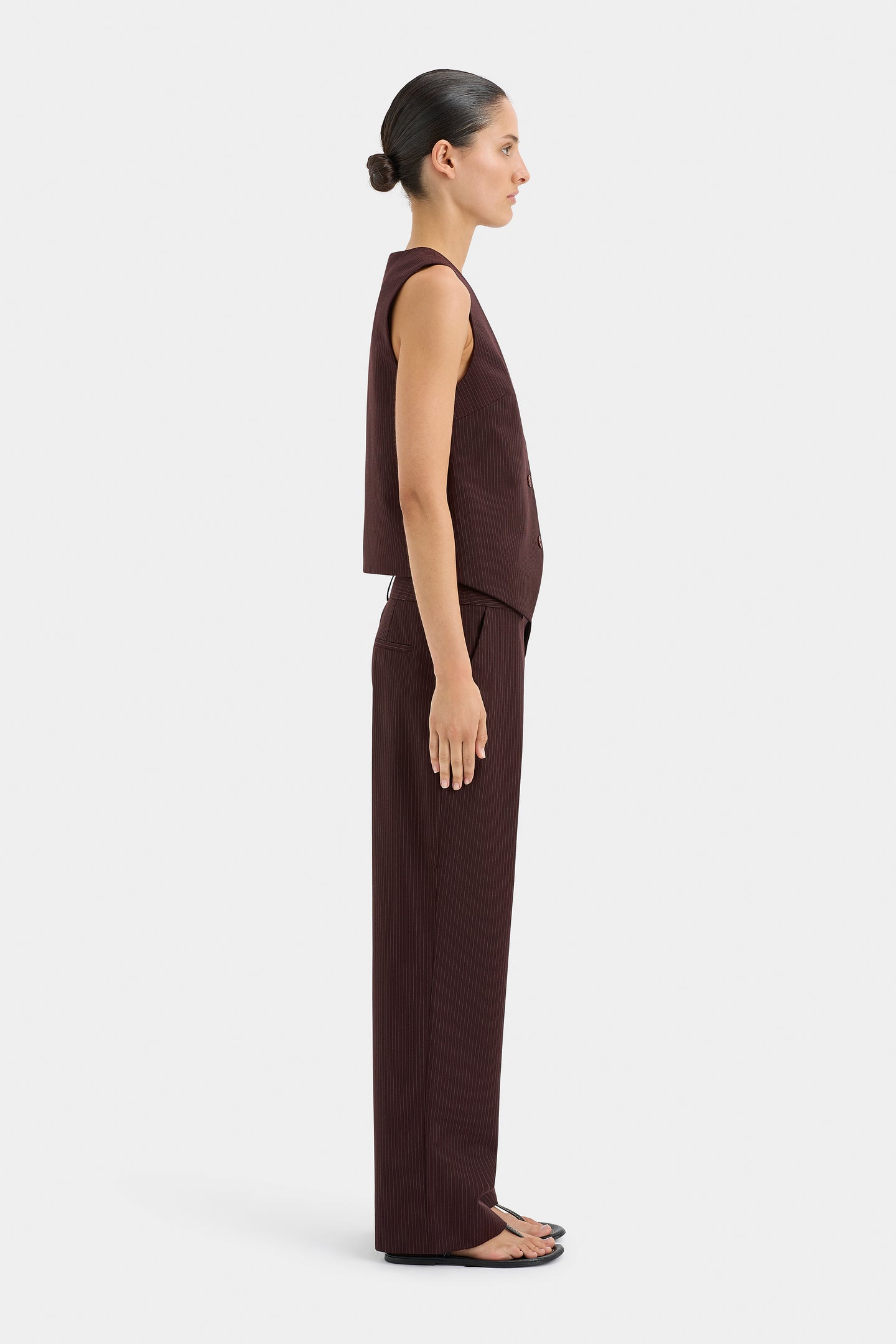 SIR the label Guillaume Vest Plum Pinstripe