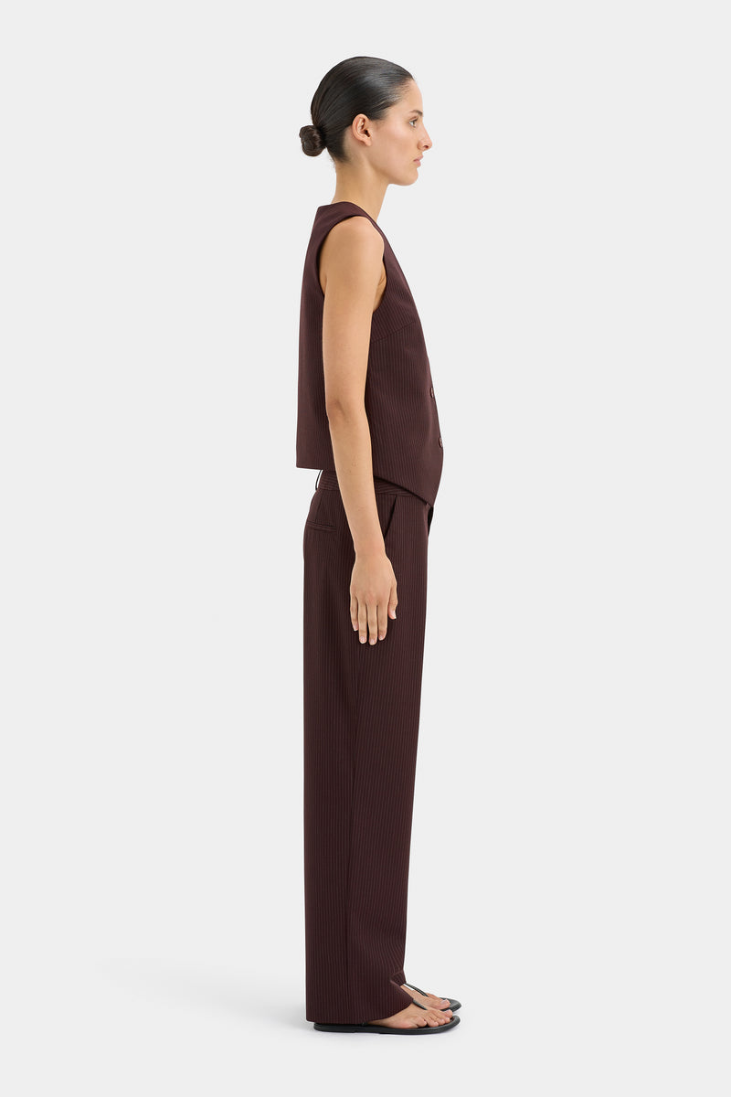 SIR the label Guillaume Vest Plum Pinstripe