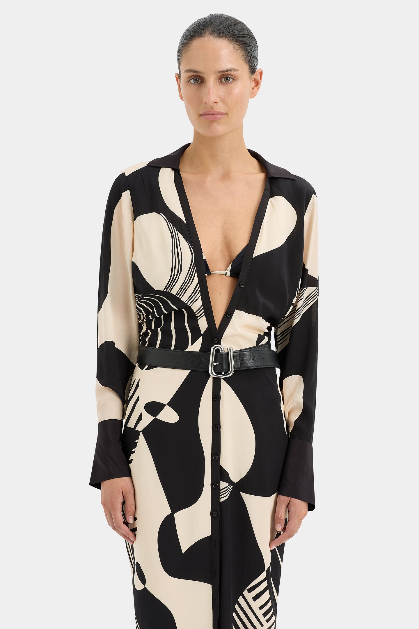 SIR the label Realisme V Neck Shirt Dress Papier