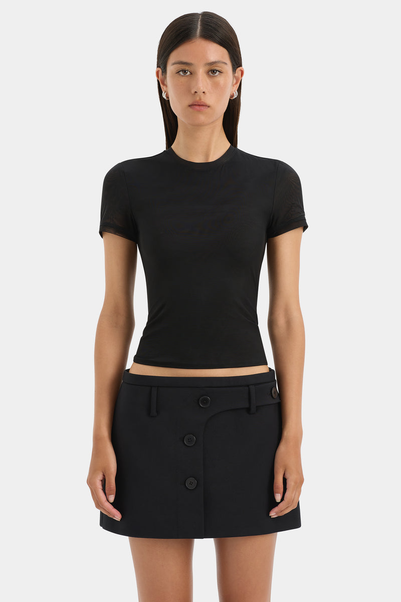 SIR the label Sandrine Button Mini Skirt Black