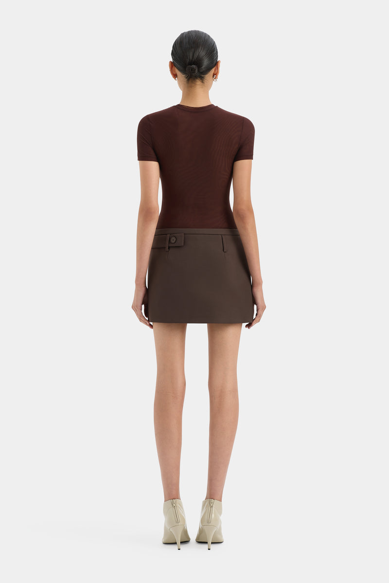 SIR the label Sandrine Button Mini Skirt CHOCOLATE