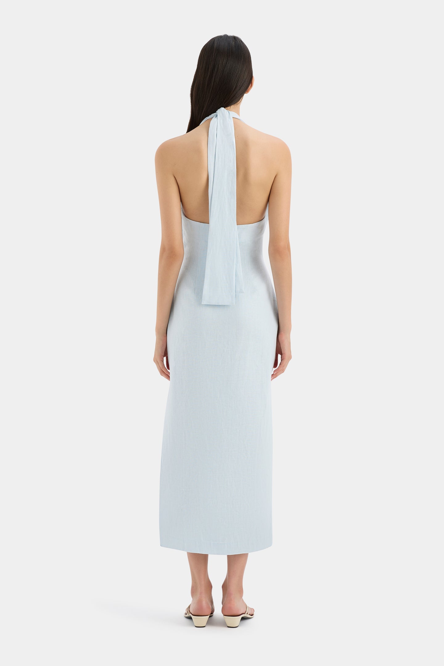 SIR the label Iris Halter Midi Dress LIGHT BLUE