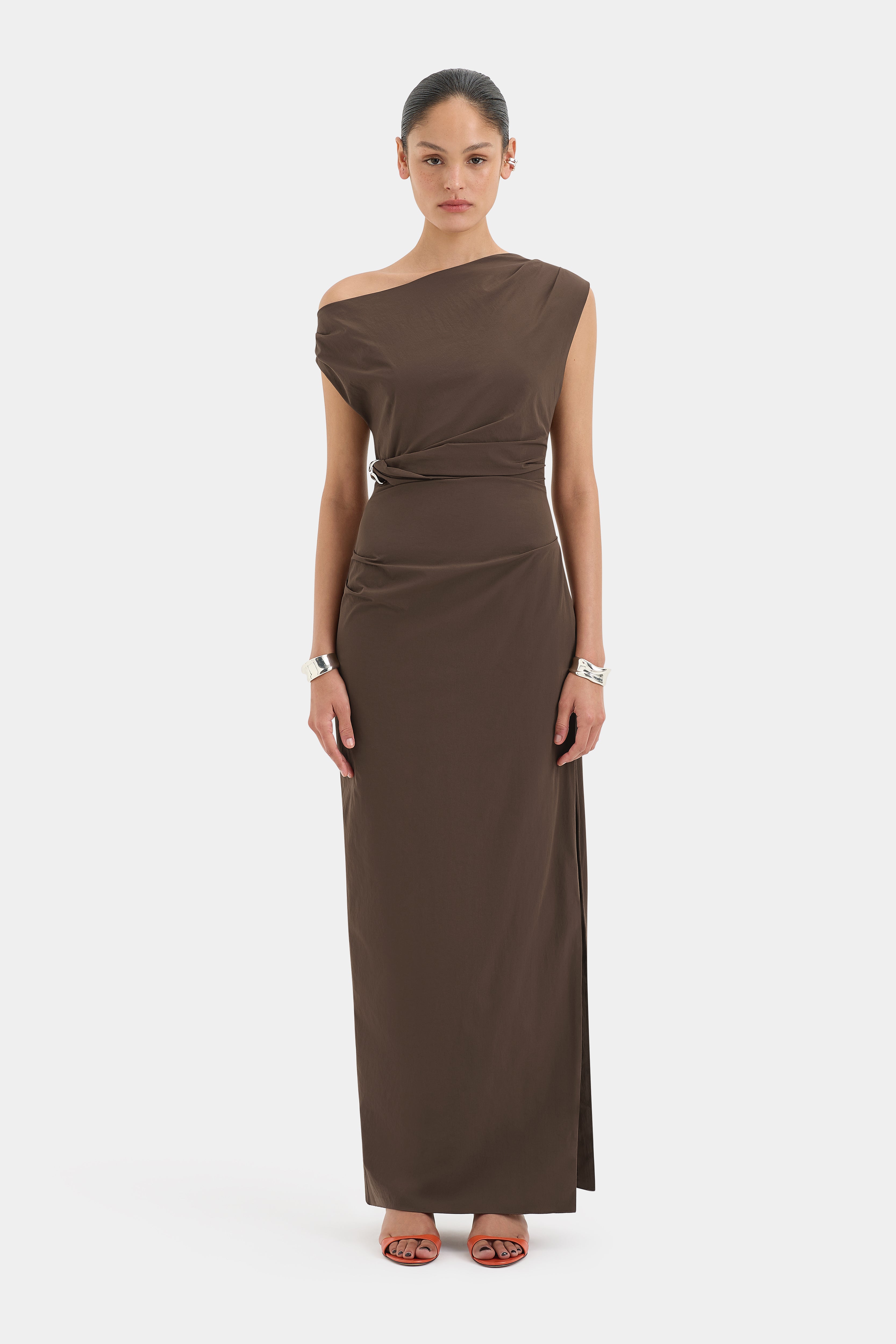 Sol Off Shoulder Gown | Mocha Brown