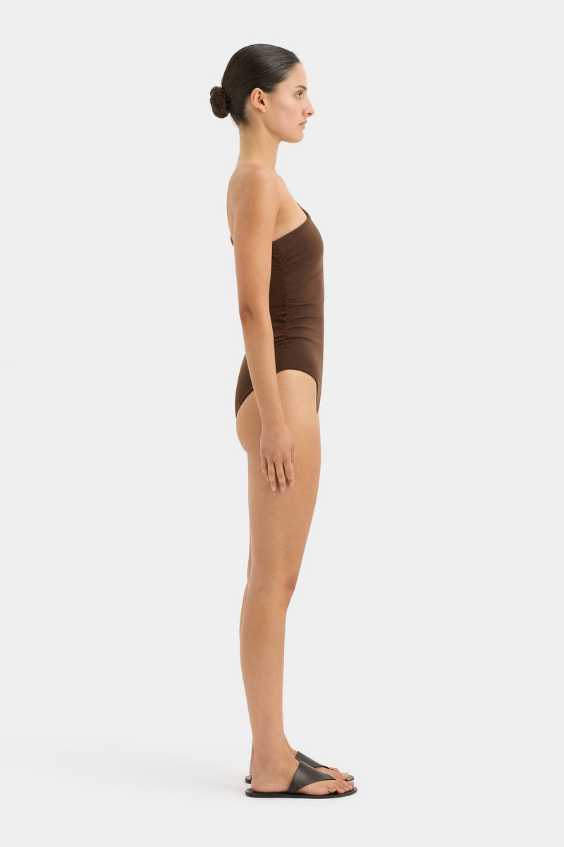 SIR the label Jeanne One Shoulder One Piece CHOCOLATE