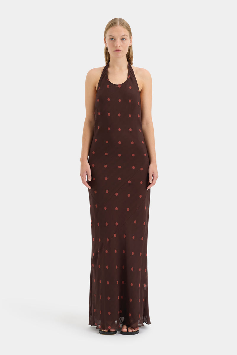 SIR the label Toni Halter Dress CHOCOLATE DOT