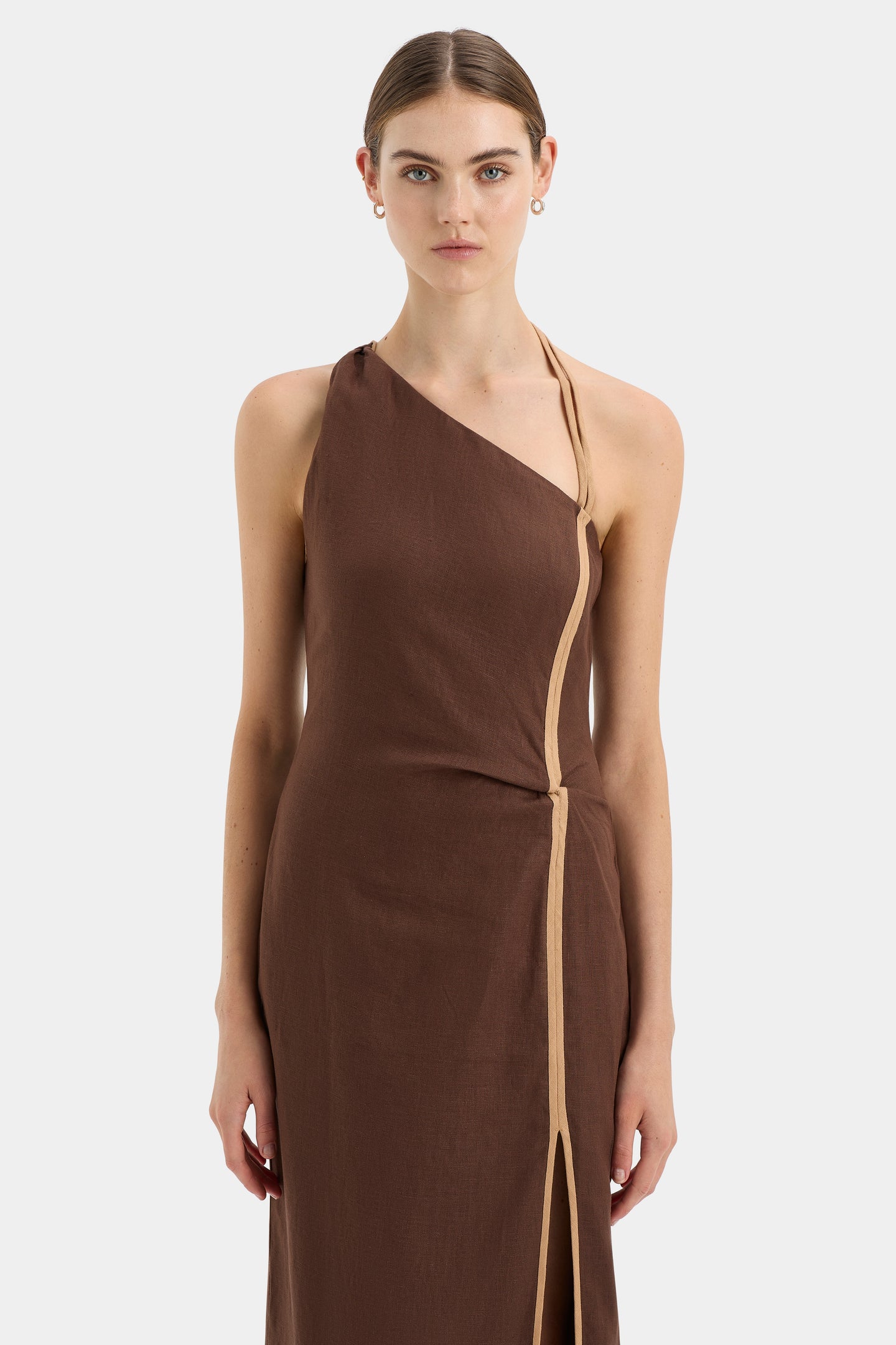 SIR the label Affogato Asymmetric Dress CHOCOLATE