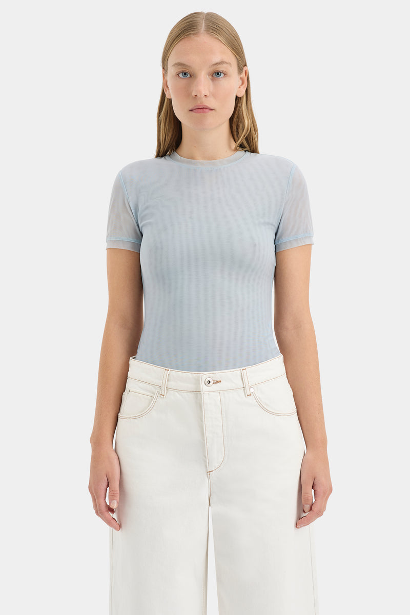 SIR the label Jacques Mesh Fitted Tee POWDER BLUE