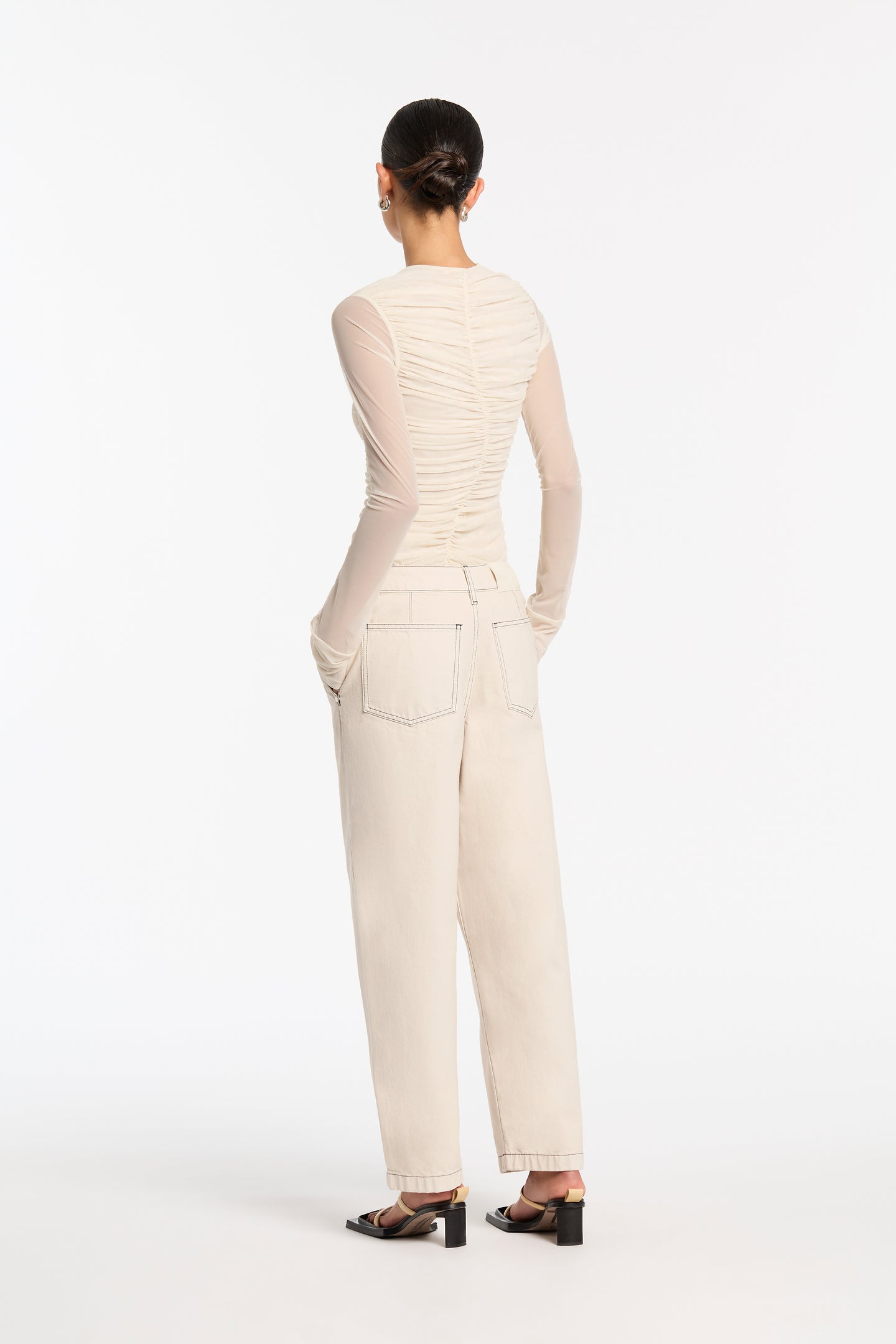 SIR the label Jacques Mesh Gathered Top Ecru
