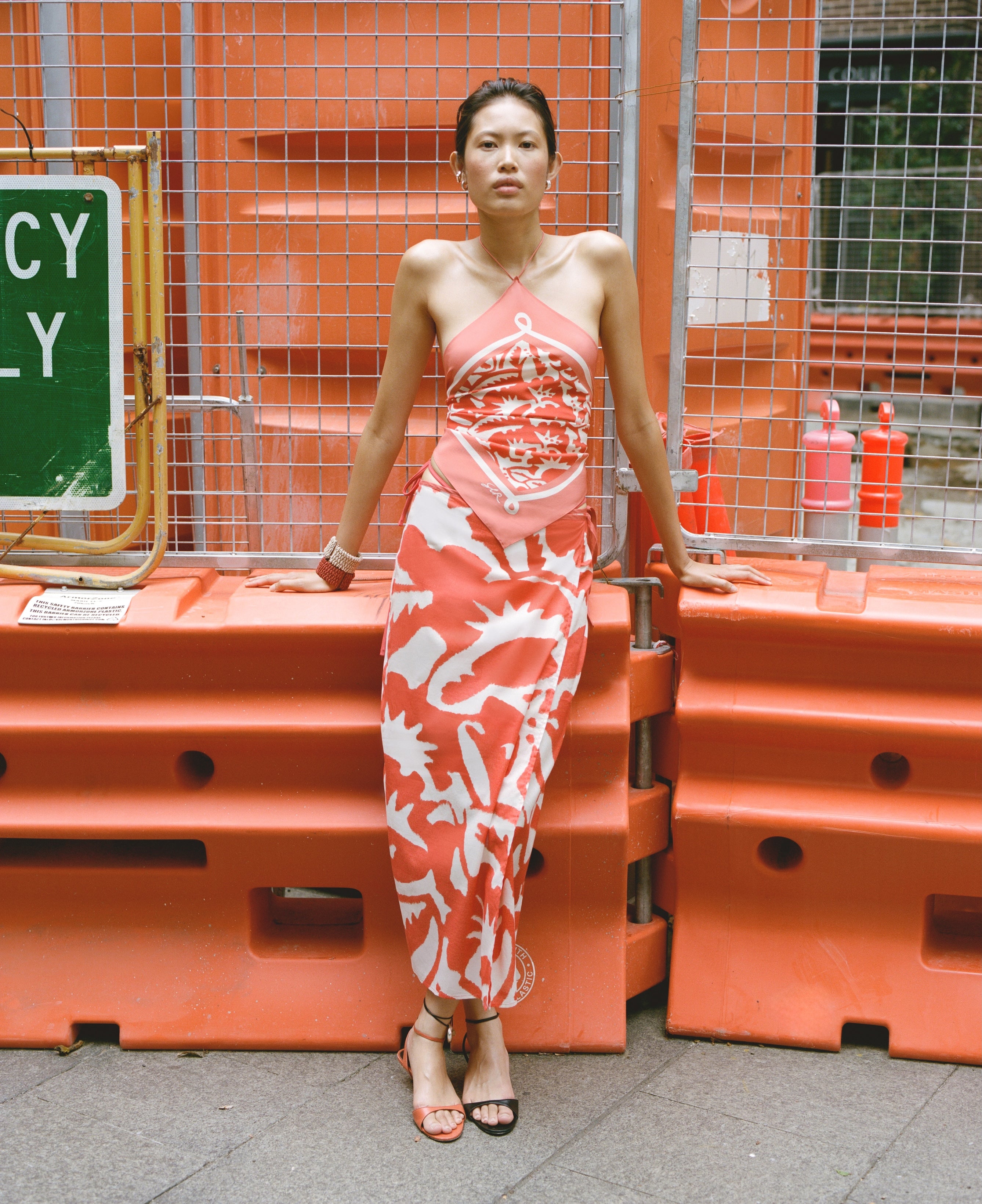 Palmera Midi Sarong | Vacanza Floral Red Cotton Wrap Skirt