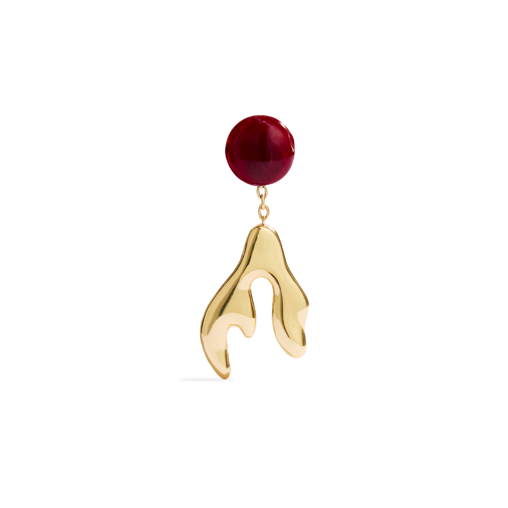 SIR the label Frankie Red Abstract Earring BRASS
