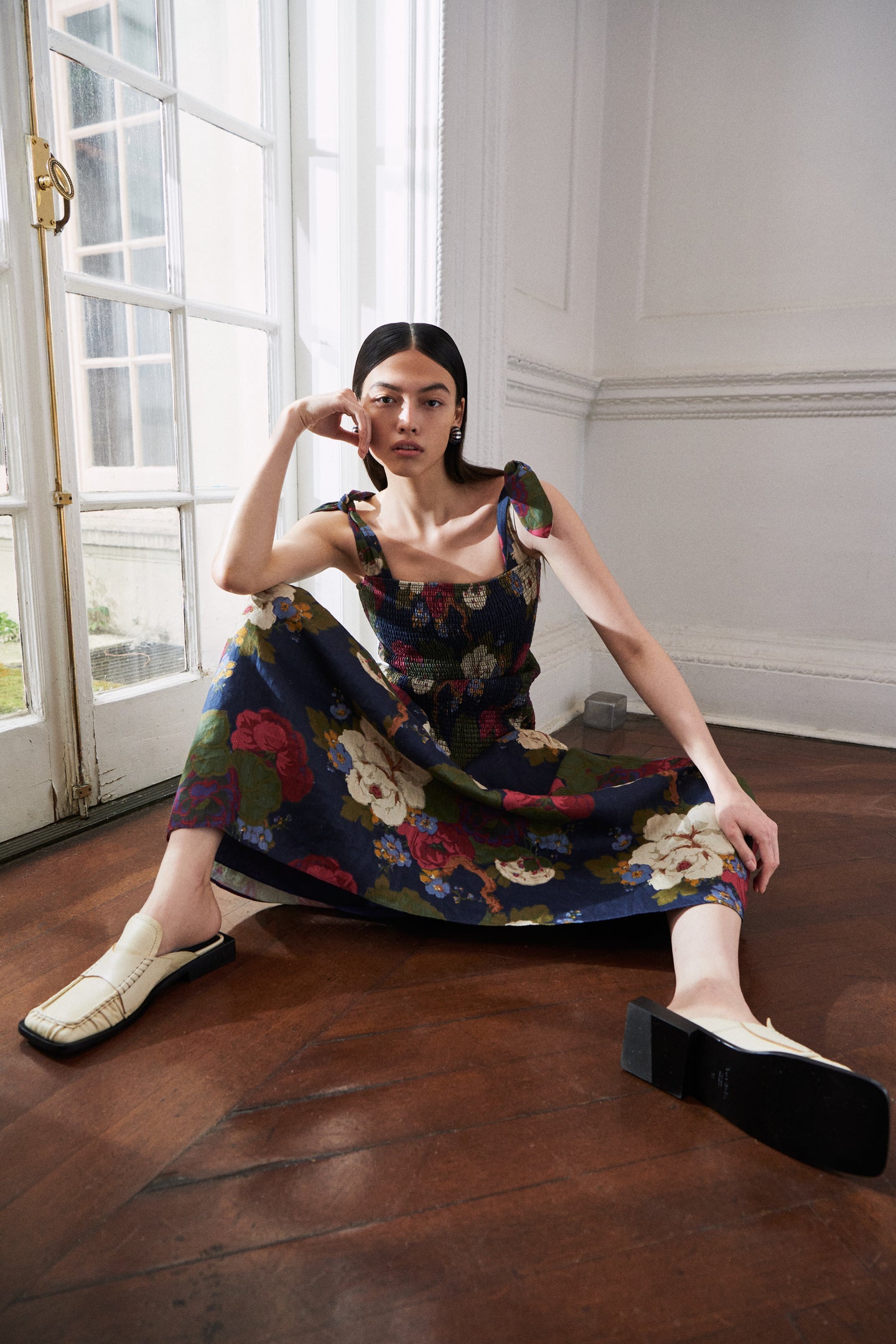SIR the label Francesca Shirred Maxi Dress GARCIA FLORAL PRINT