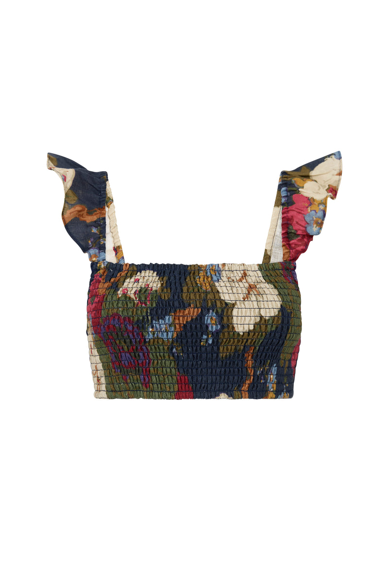 SIR the label Francesca Shirred Crop GARCIA FLORAL PRINT
