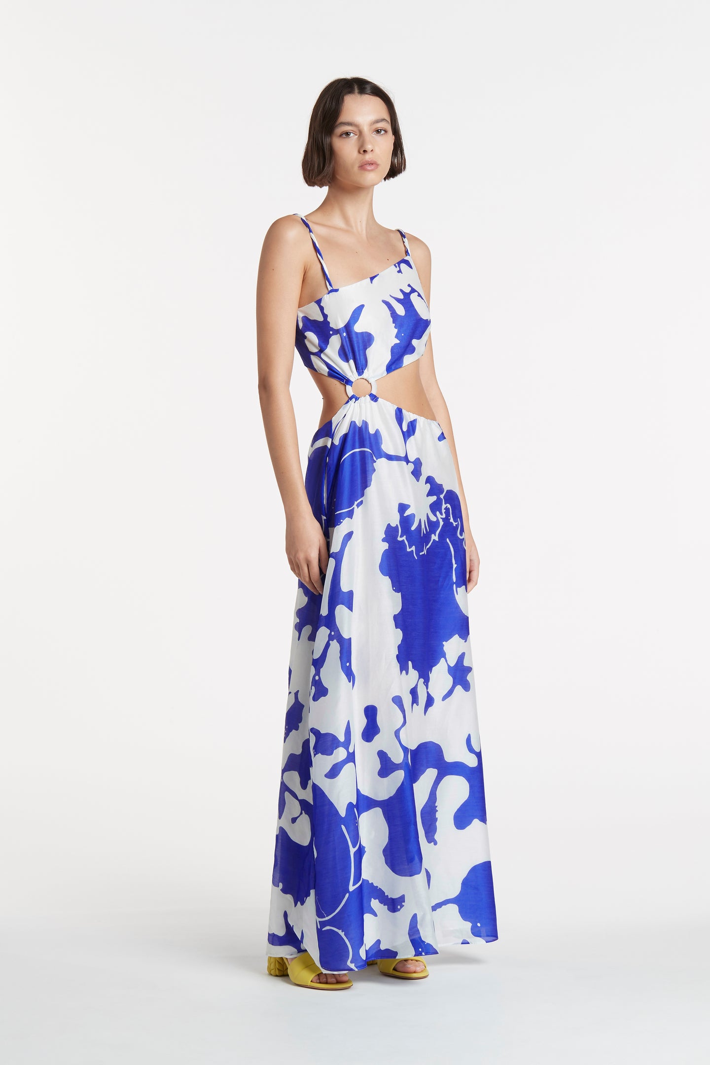 SIR the label Vivi Asymmetrical Cut Out Dress MERCE ABSTRACT PRINT