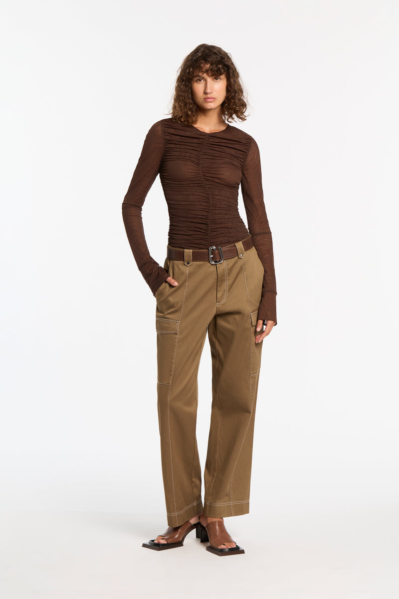 Jacques Mesh Gathered Top