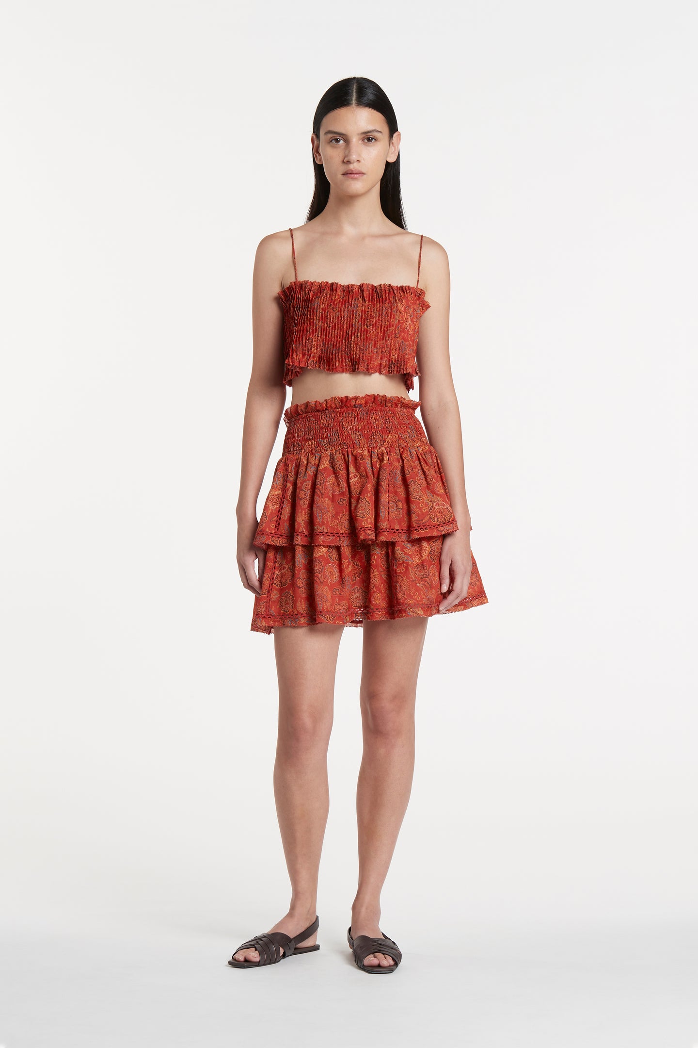 SIR the label Allegra Tiered Mini Skirt IDALIA FLORAL PRINT