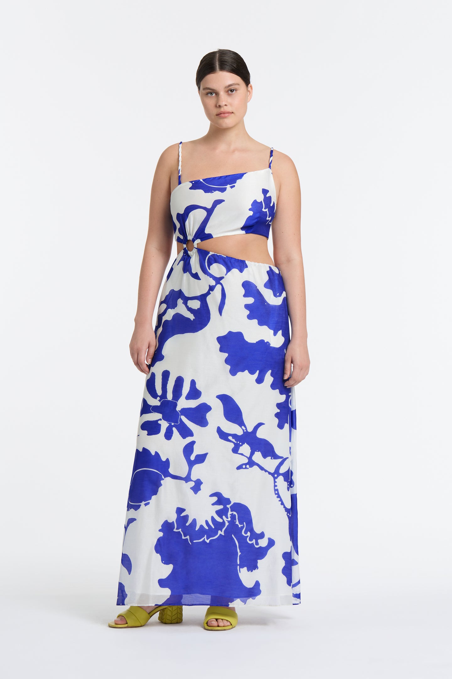 SIR the label Vivi Asymmetrical Cut Out Dress MERCE ABSTRACT PRINT
