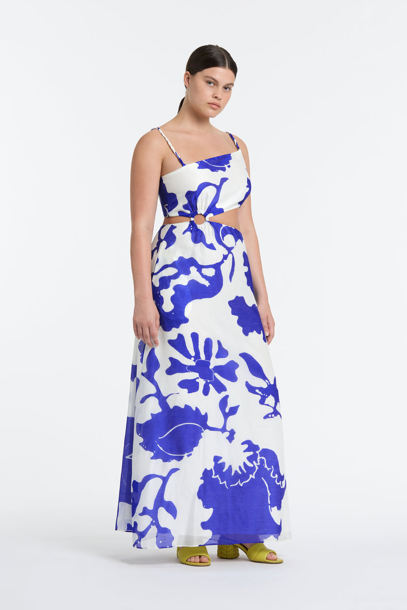 SIR the label Vivi Asymmetrical Cut Out Dress MERCE ABSTRACT PRINT
