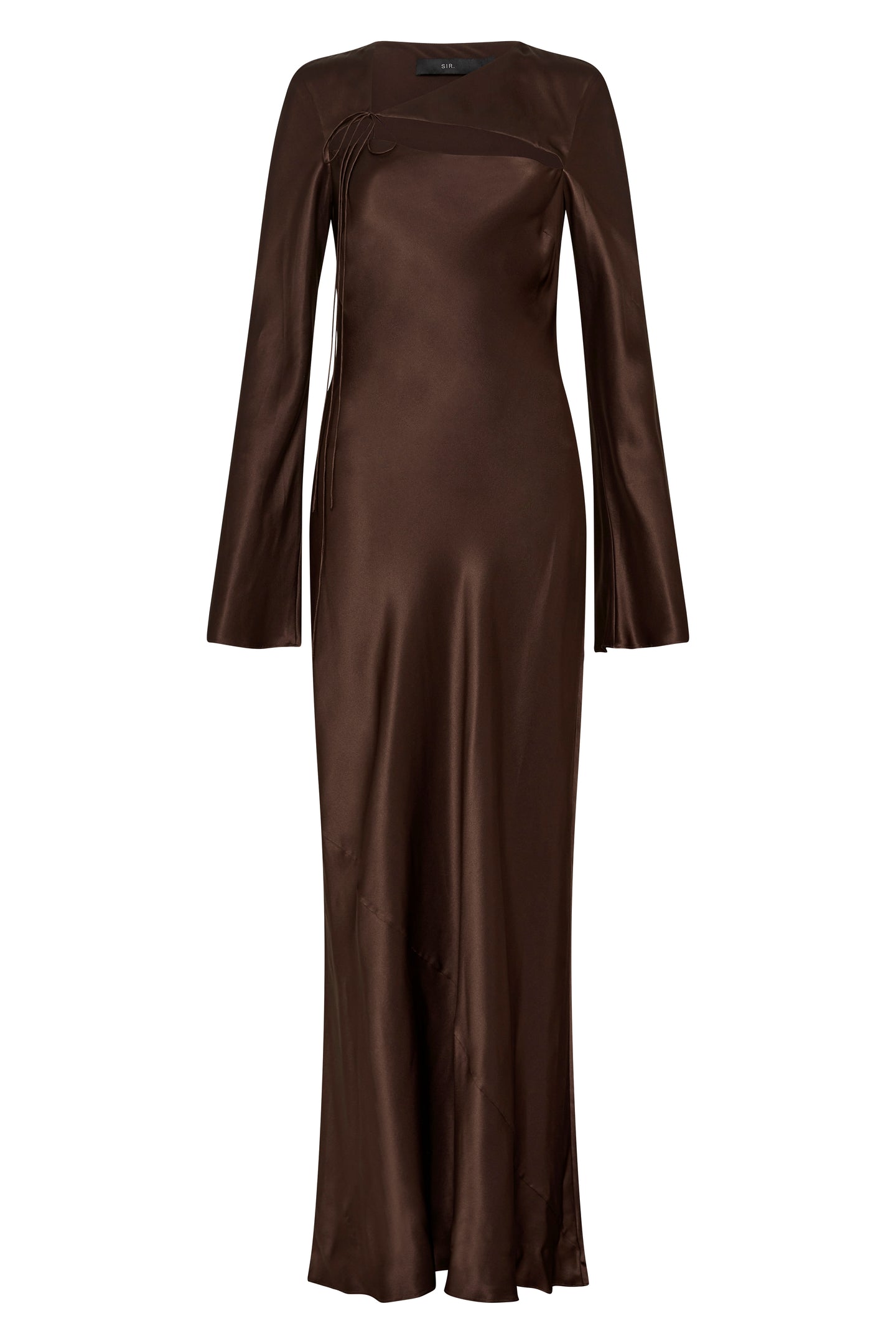 SIR the label Selita Long Sleeve Maxi Dress CHOCOLATE