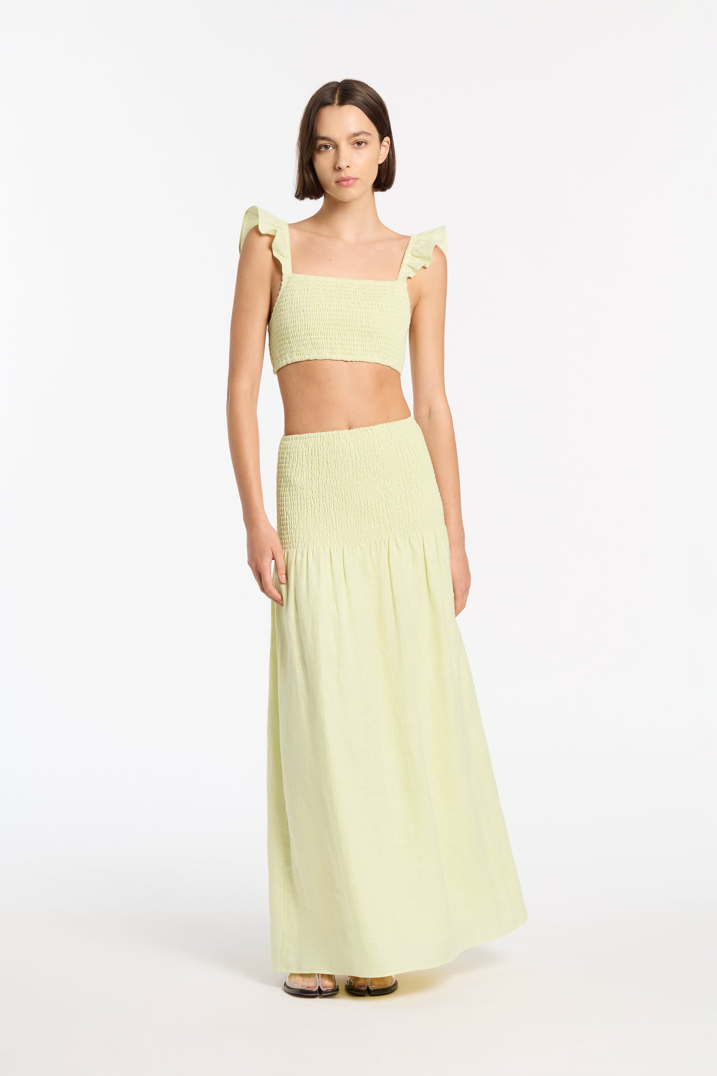 SIR the label Francesca Shirred Maxi Skirt BUTTER