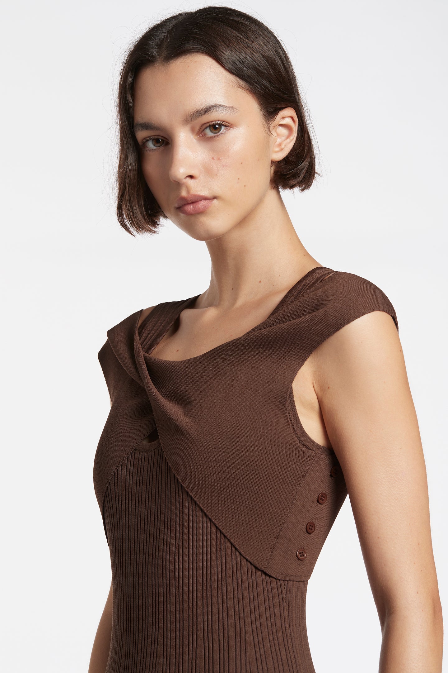 SIR the label Sylvie Twist Dress CHOCOLAT