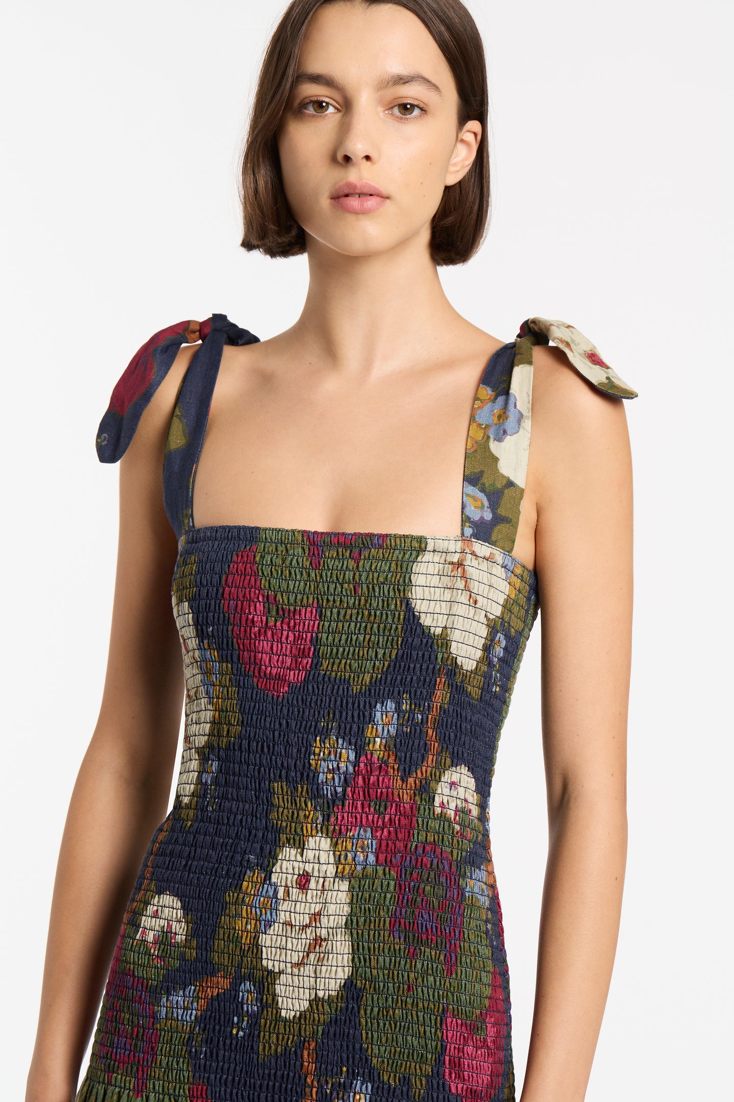 SIR the label Francesca Shirred Maxi Dress GARCIA FLORAL PRINT