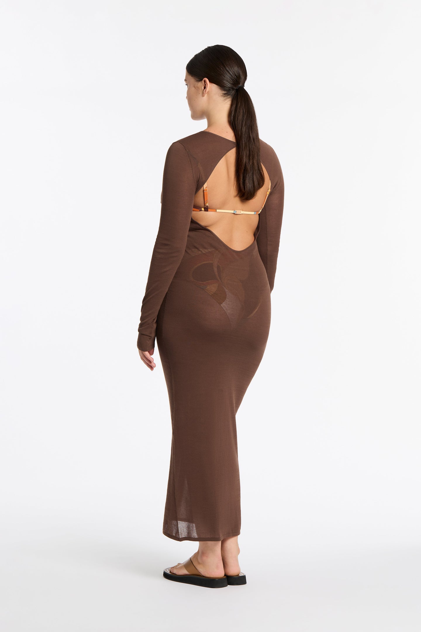 SIR the label Eva Knit Midi Dress CHOCOLATE