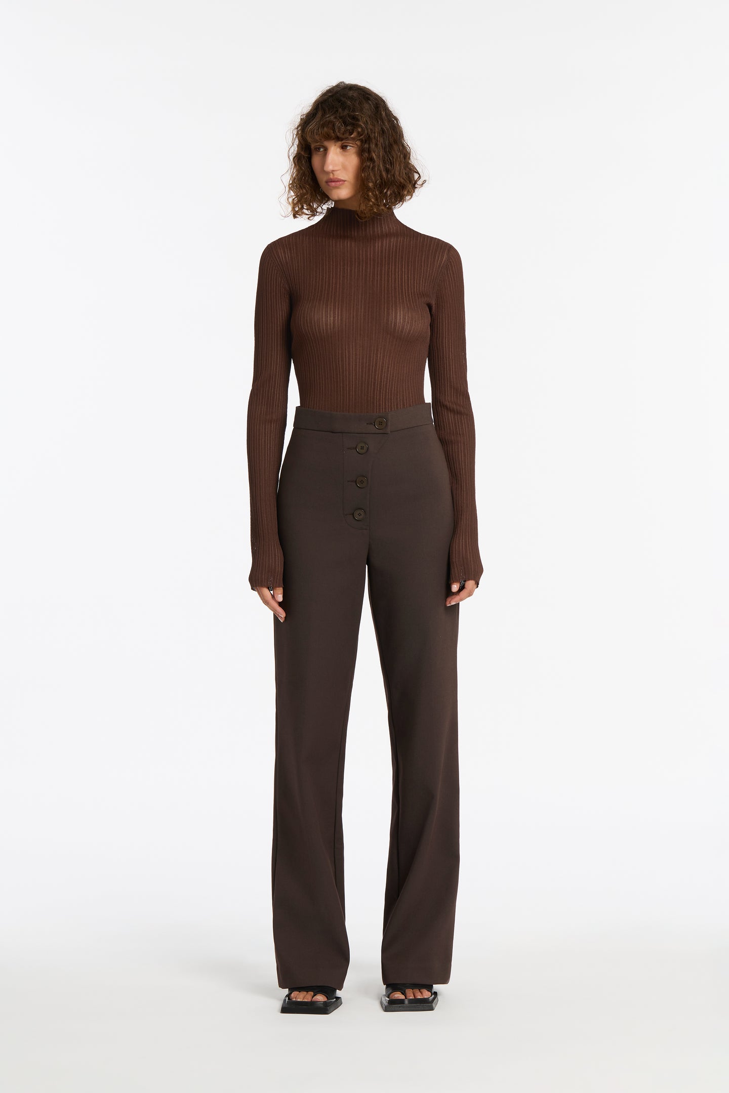 SIR the label Sandrine Button Pant CHOCOLATE