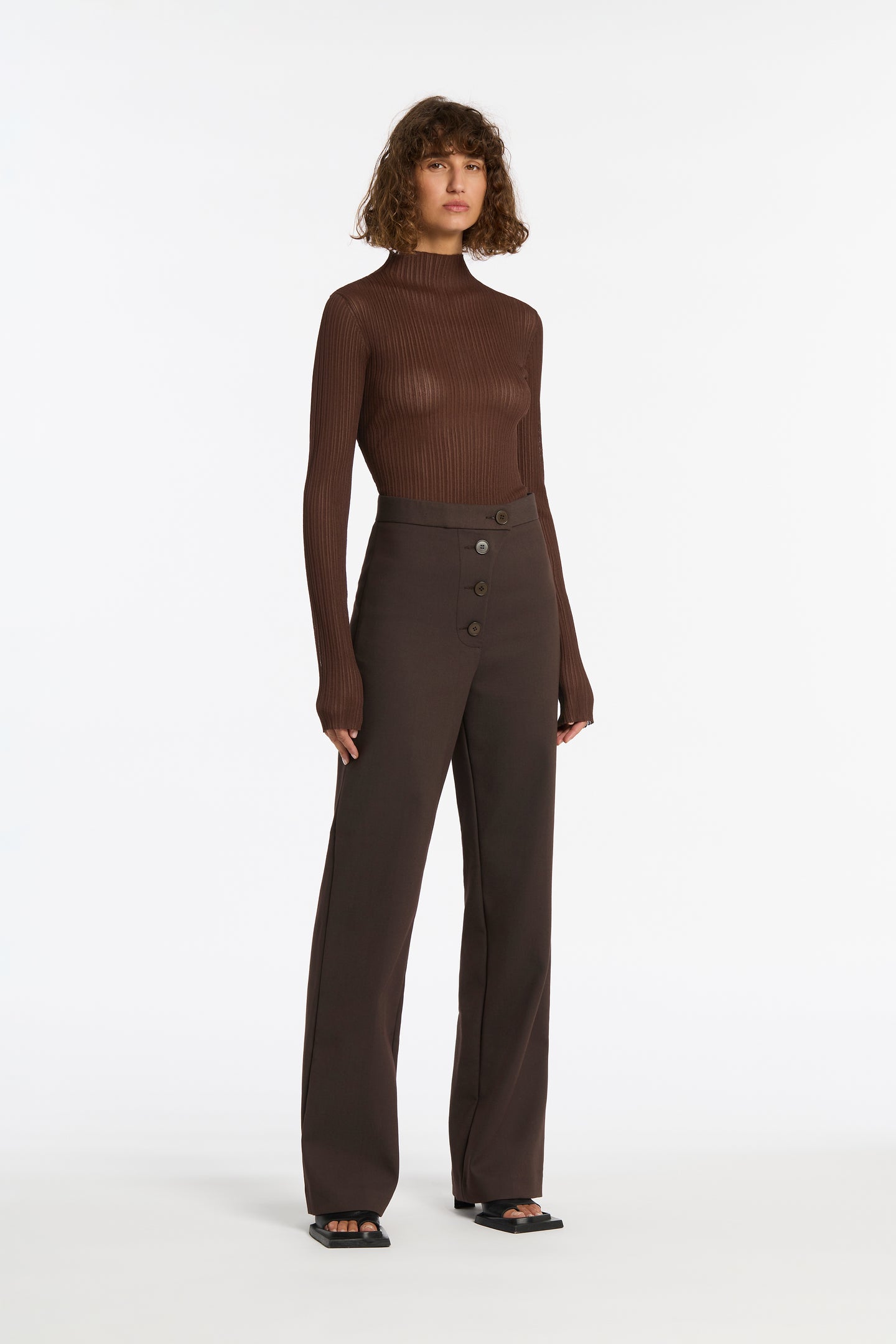 SIR the label Sandrine Button Pant CHOCOLATE