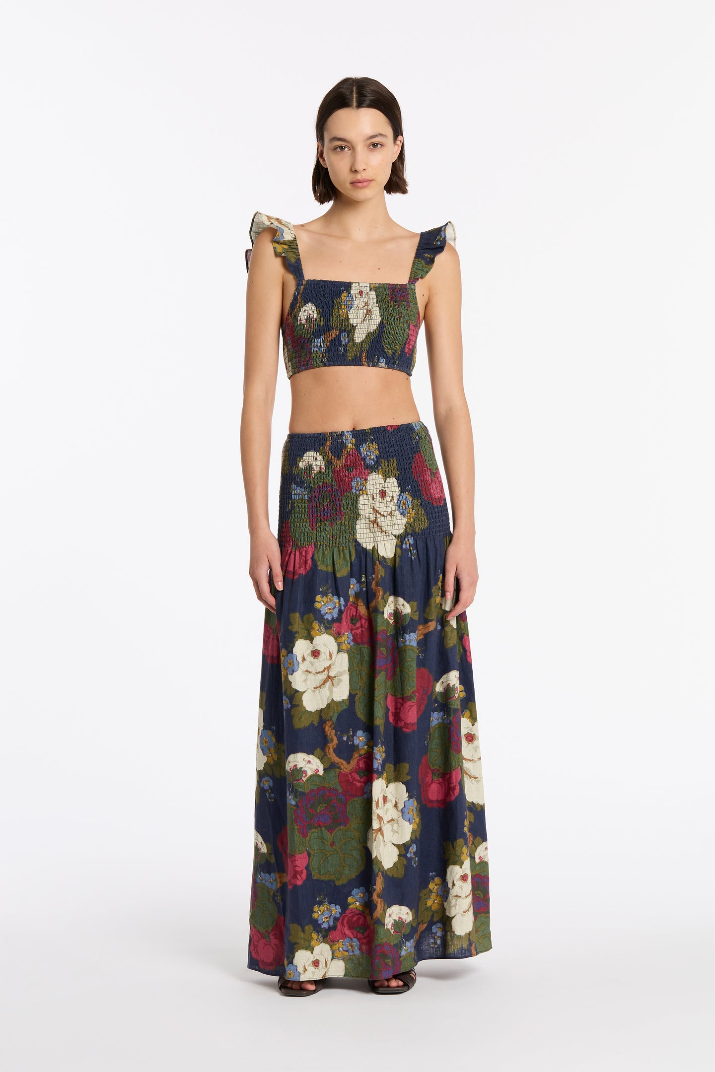 SIR the label Francesca Shirred Crop GARCIA FLORAL PRINT