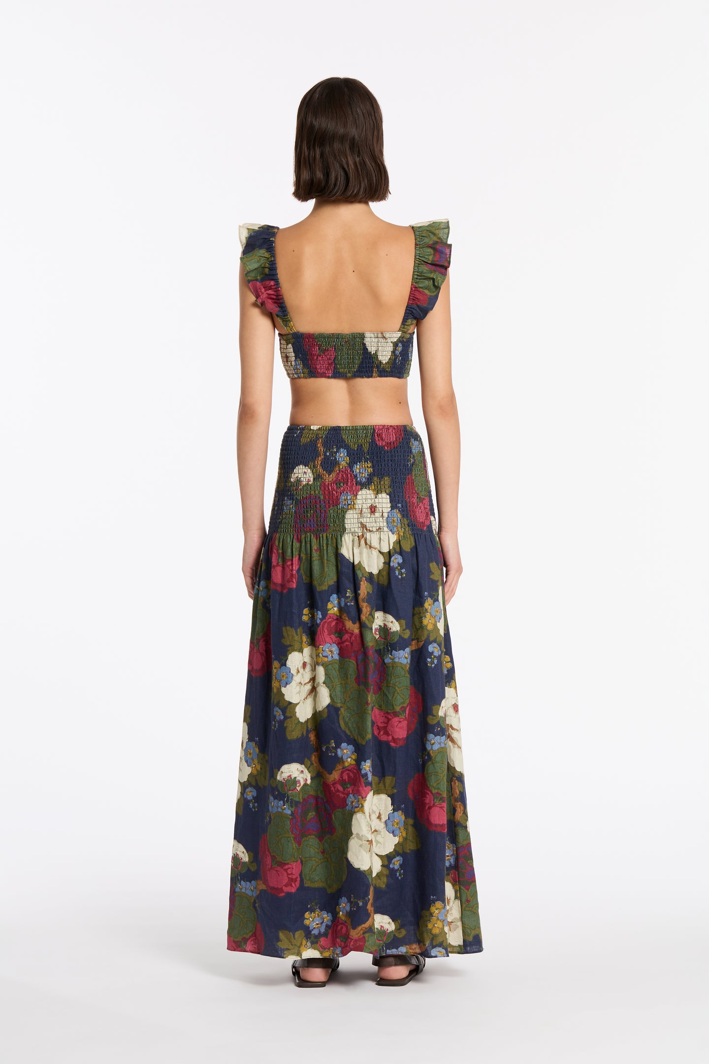 SIR the label Francesca Shirred Crop GARCIA FLORAL PRINT