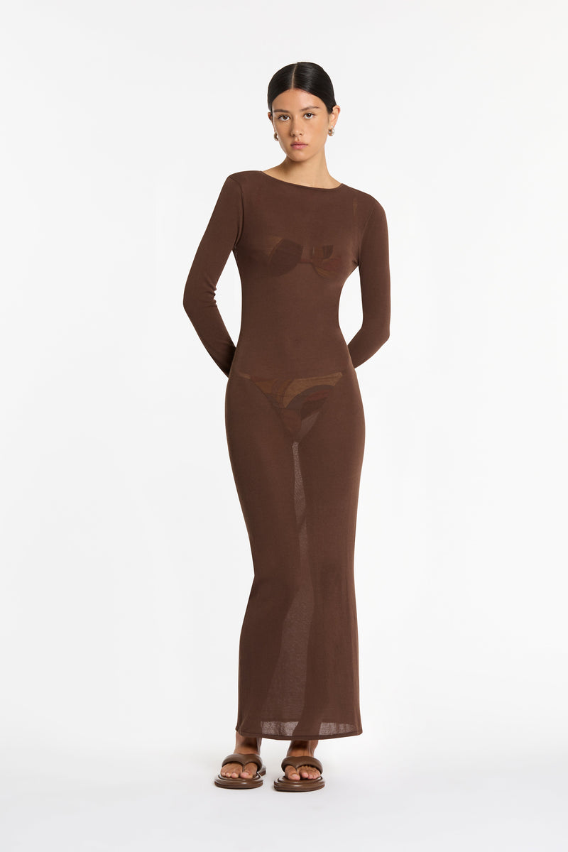 SIR the label Eva Knit Midi Dress CHOCOLATE