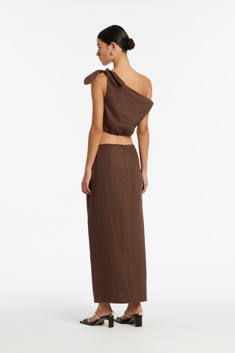 SIR the label Bettina Tie Midi Skirt CHOCOLATE