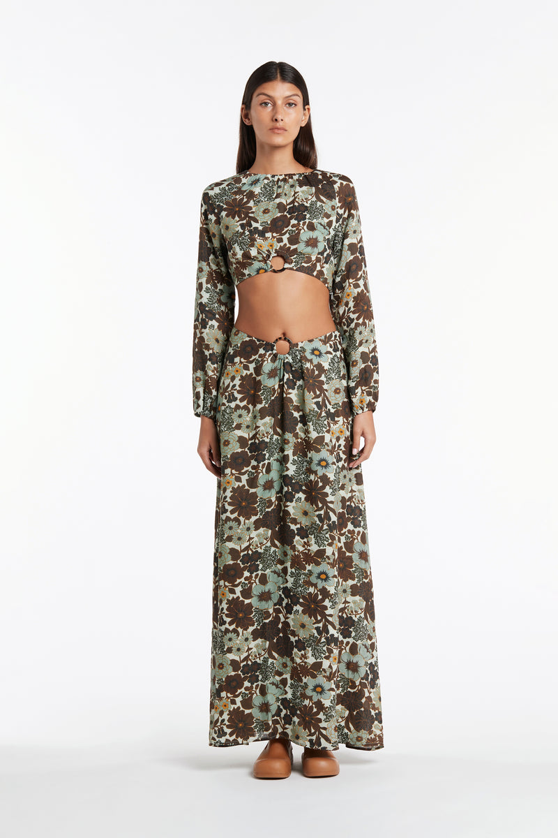 SIR the label CONSTANTINE GATHERED MAXI SKIRT CONSTANTINE PRINT