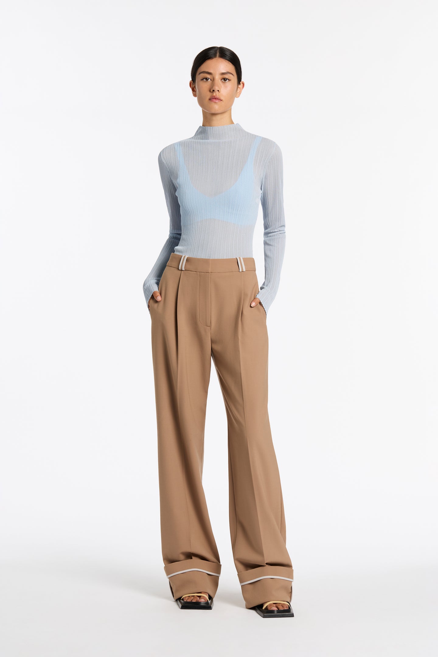 SIR the label Eva Long Sleeve Top ICE BLUE