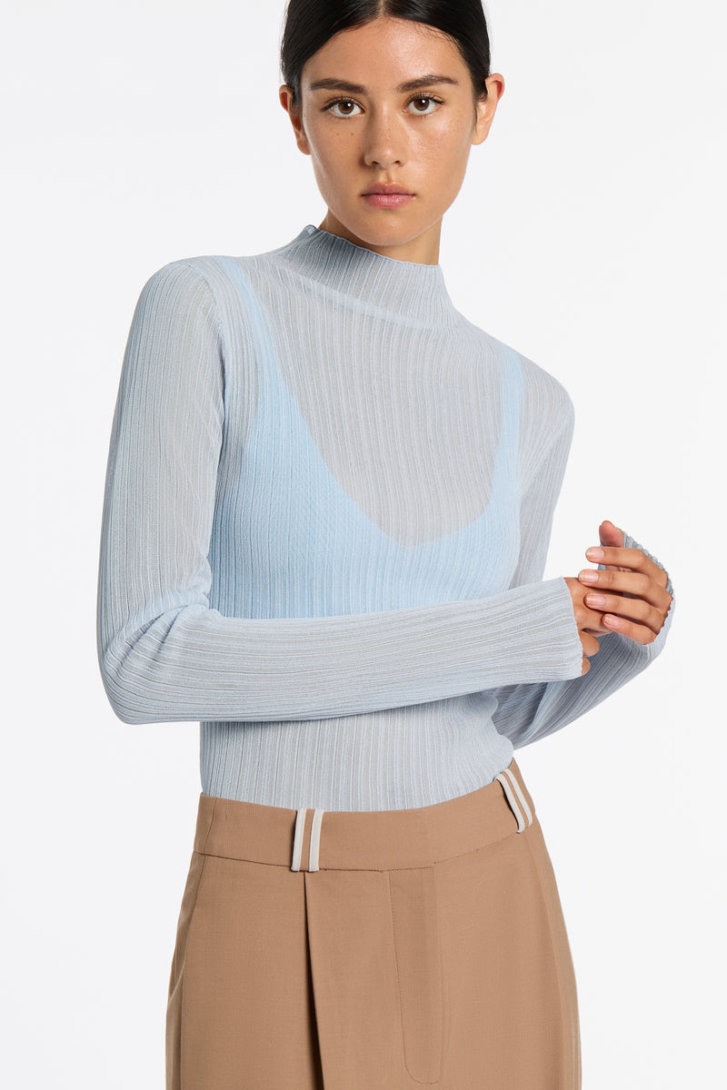 SIR the label Eva Long Sleeve Top ICE BLUE