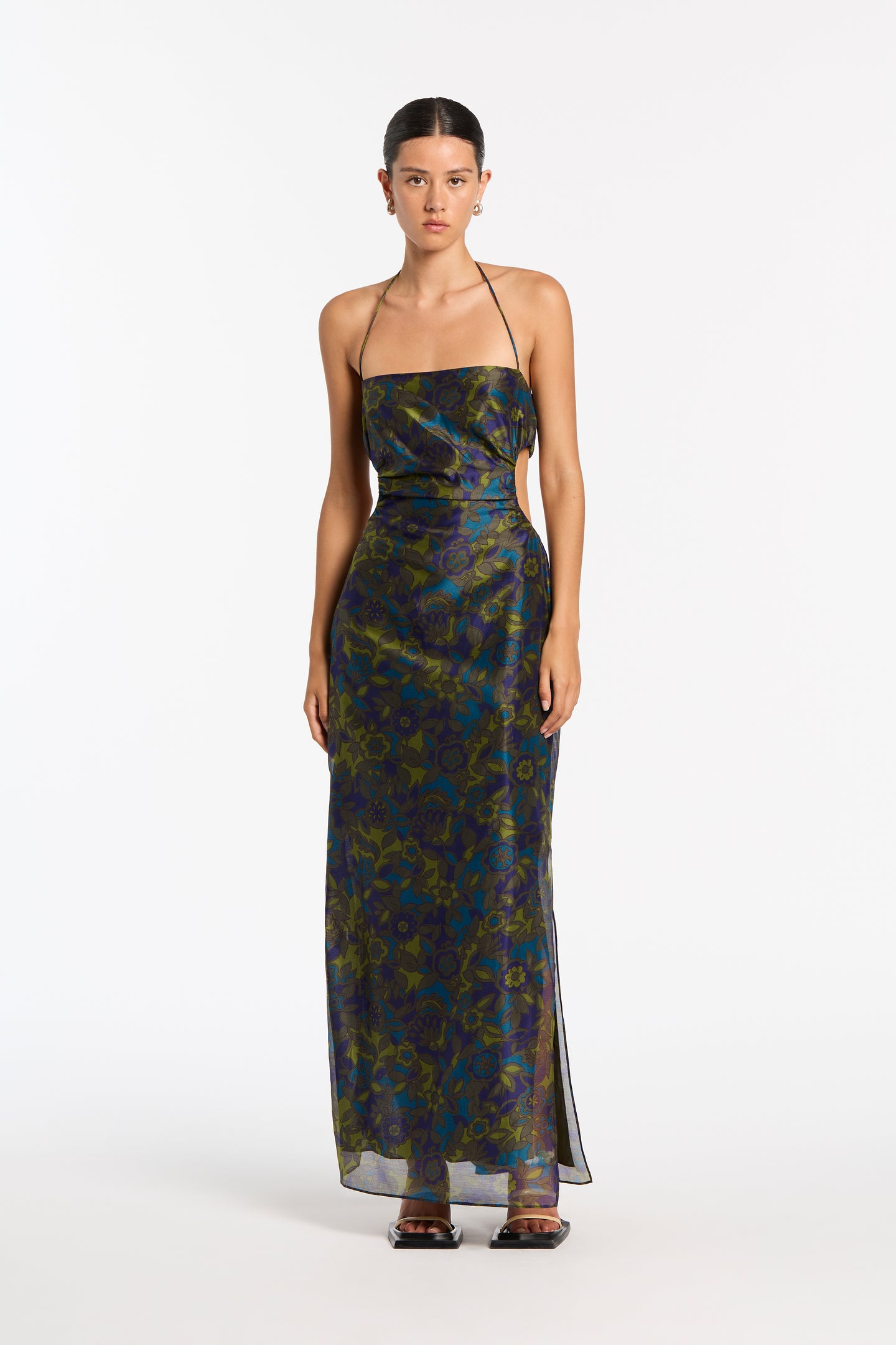 SIR the label Valerio Tie Halter Midi Dress Jardin