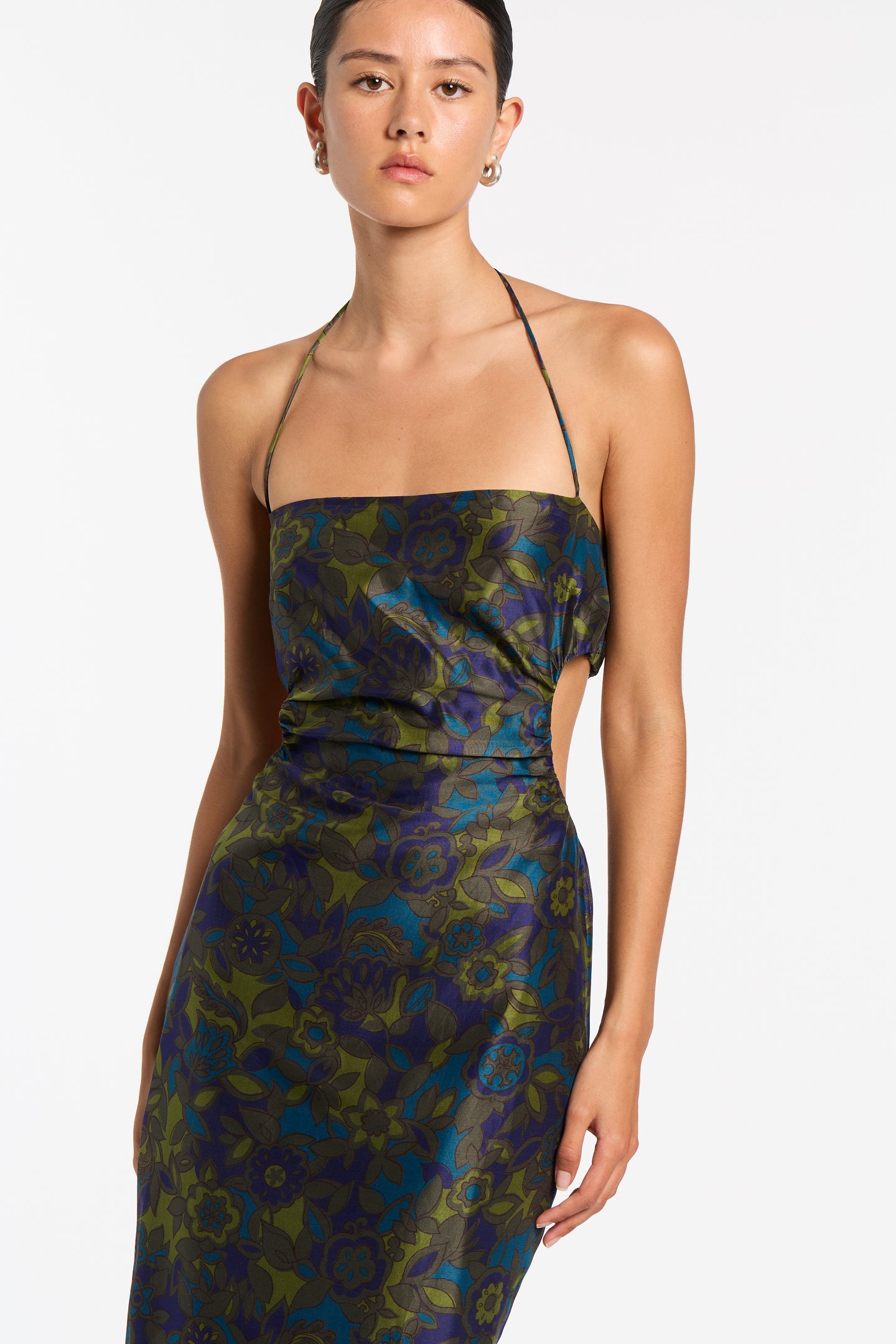 SIR the label Valerio Tie Halter Midi Dress Jardin