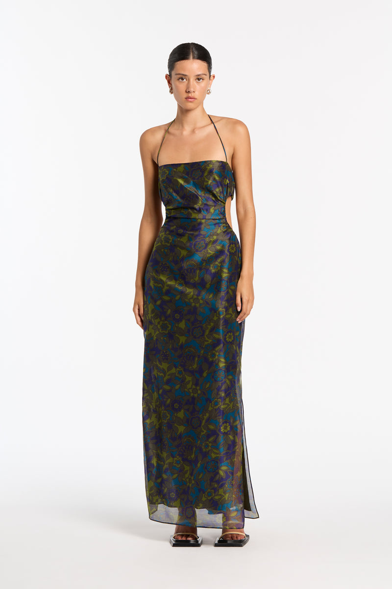 SIR the label Valerio Tie Halter Midi Dress Jardin